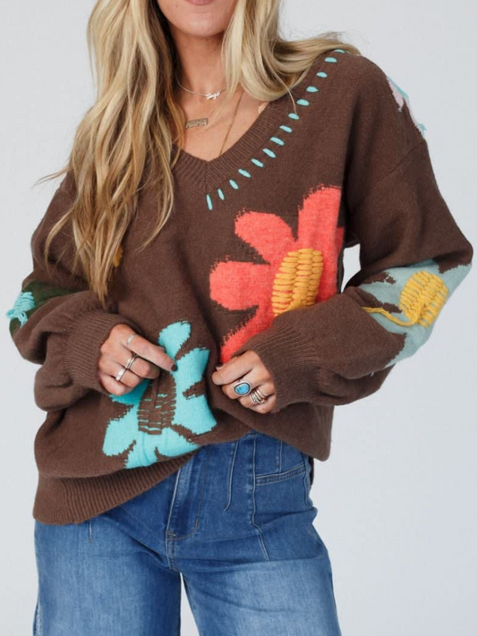 Good Mood Floral Print Sweater