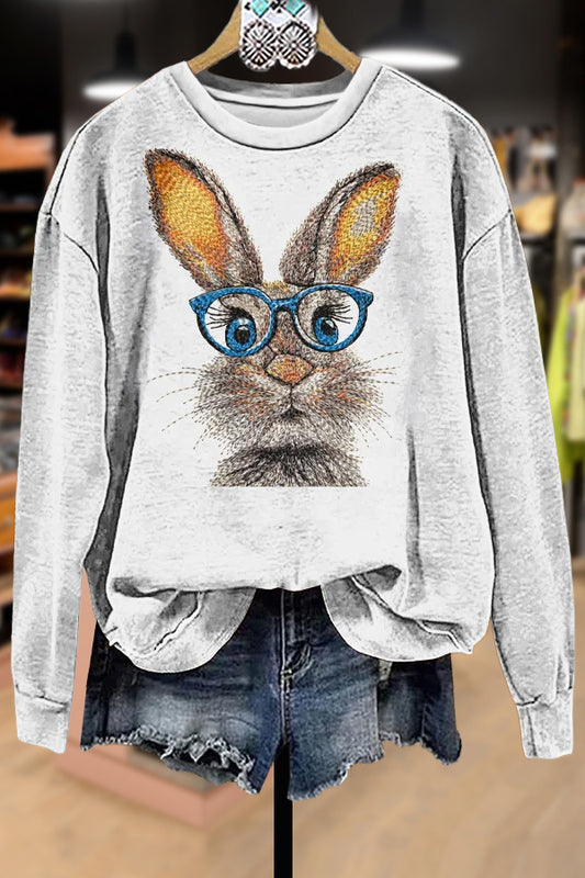 Cute Bunny Print Easter Sweatshrit
