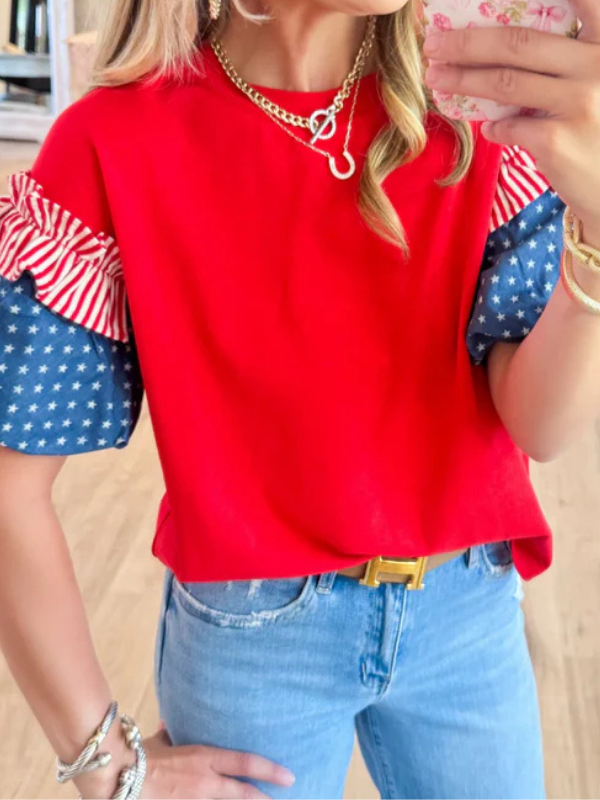Women's American style puff sleeve top