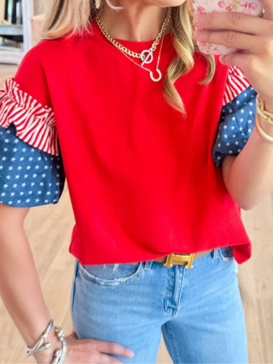 Women's American style puff sleeve top