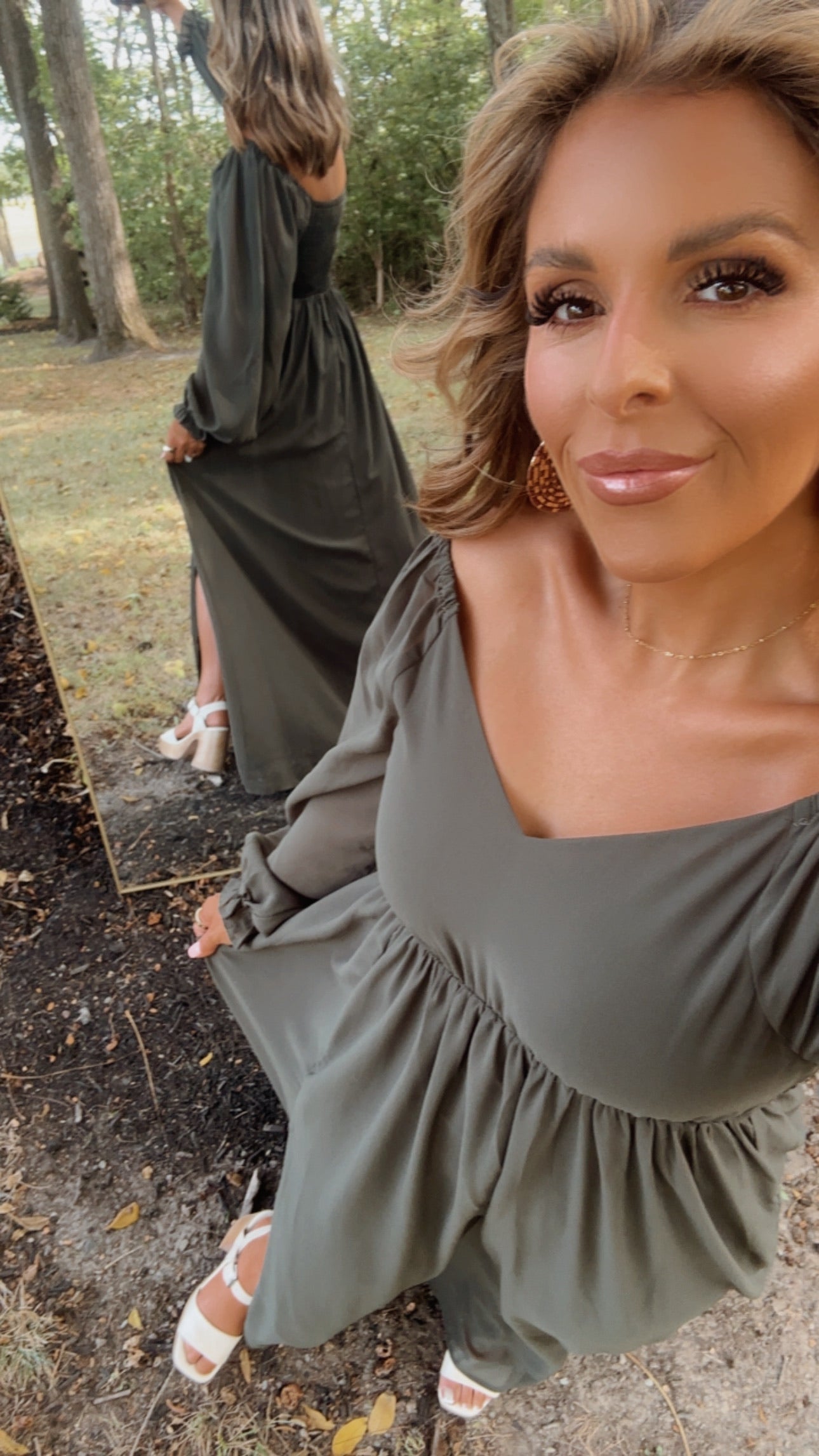 Timeless Romantic Chiffon Maxi Dress, Olive
