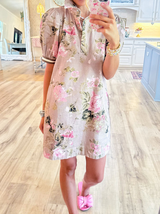Latte Floral Dress