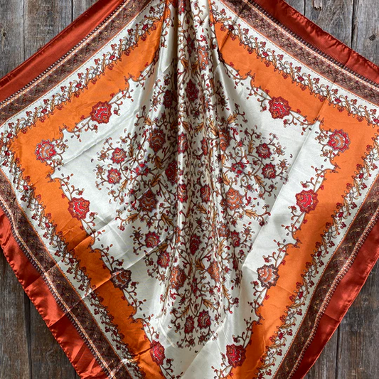 35x35" Burnt Orange and Tan Wild Rag/Scarf