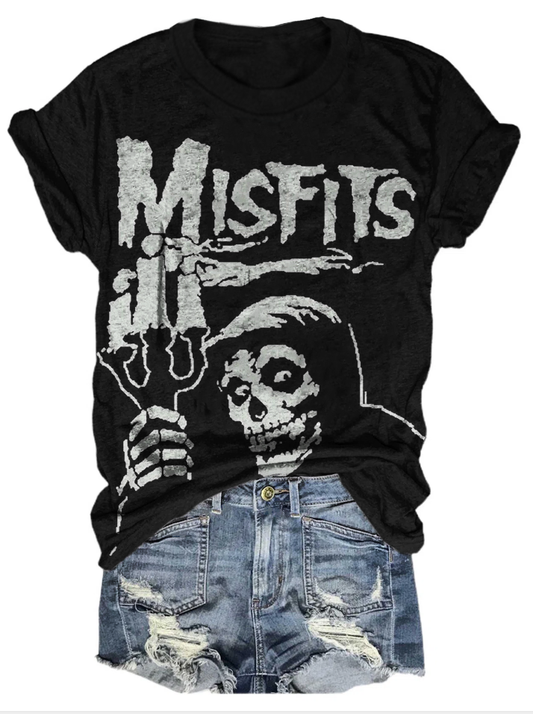 Punk print casual sleeveless T-shirt
