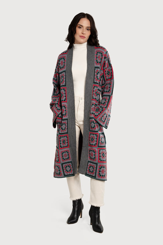 Knitted Kimono Long Square Patch