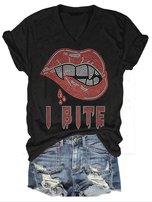 Punk print short-sleeved T-shirt