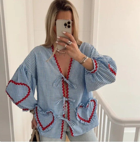 Organic Cotton Top - Pink Checks