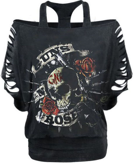 Gothic Scratch Punk Print Short Sleeve T-shirt