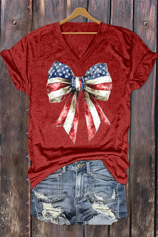 American Flag Bow Print Tee