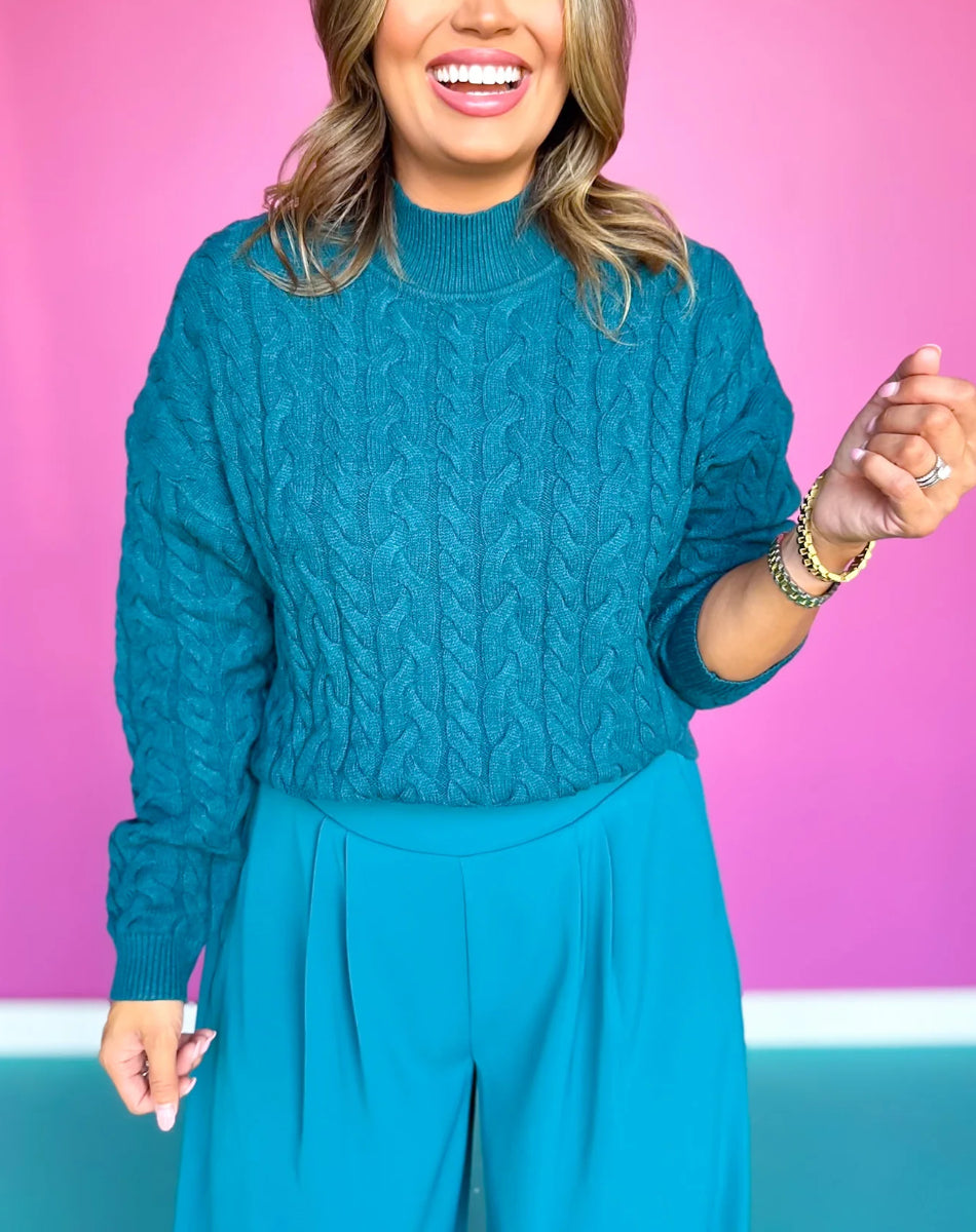 Bubble Knit Turtleneck Sweater