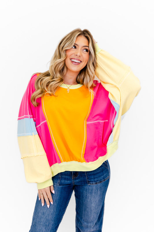 Bright Side Colorblock Crewneck Sweatshirt