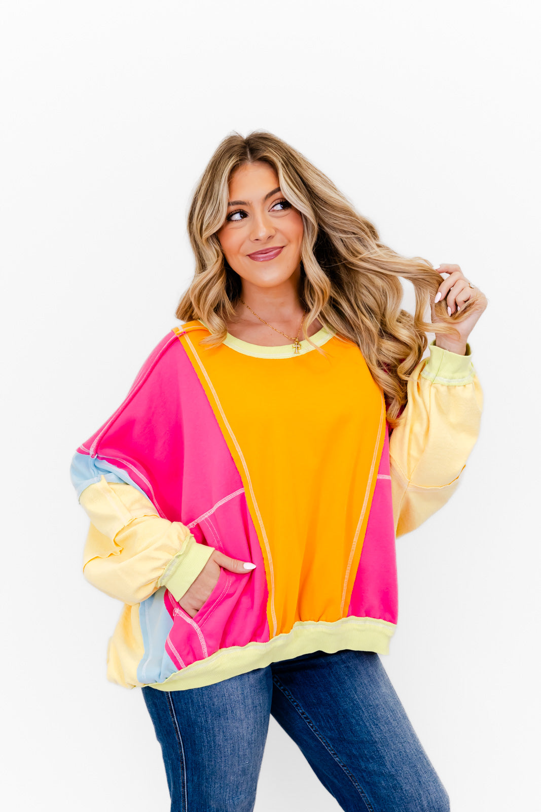 Bright Side Colorblock Crewneck Sweatshirt