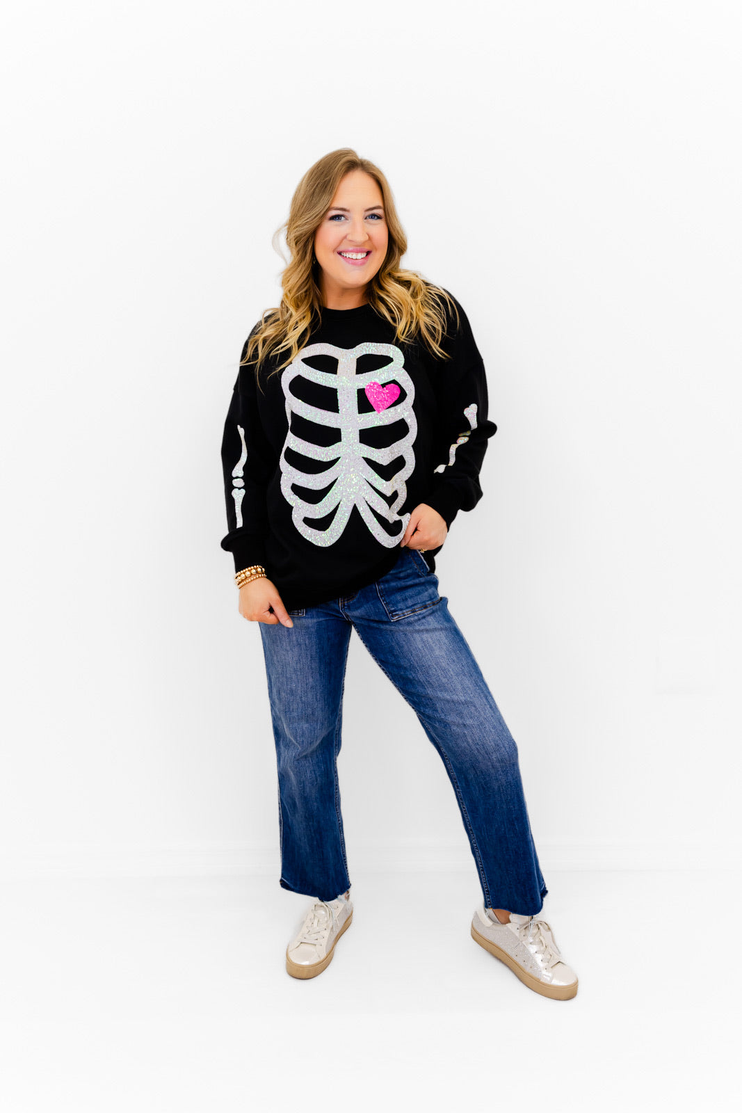Skeleton Sequin Embellished Sweatshirt