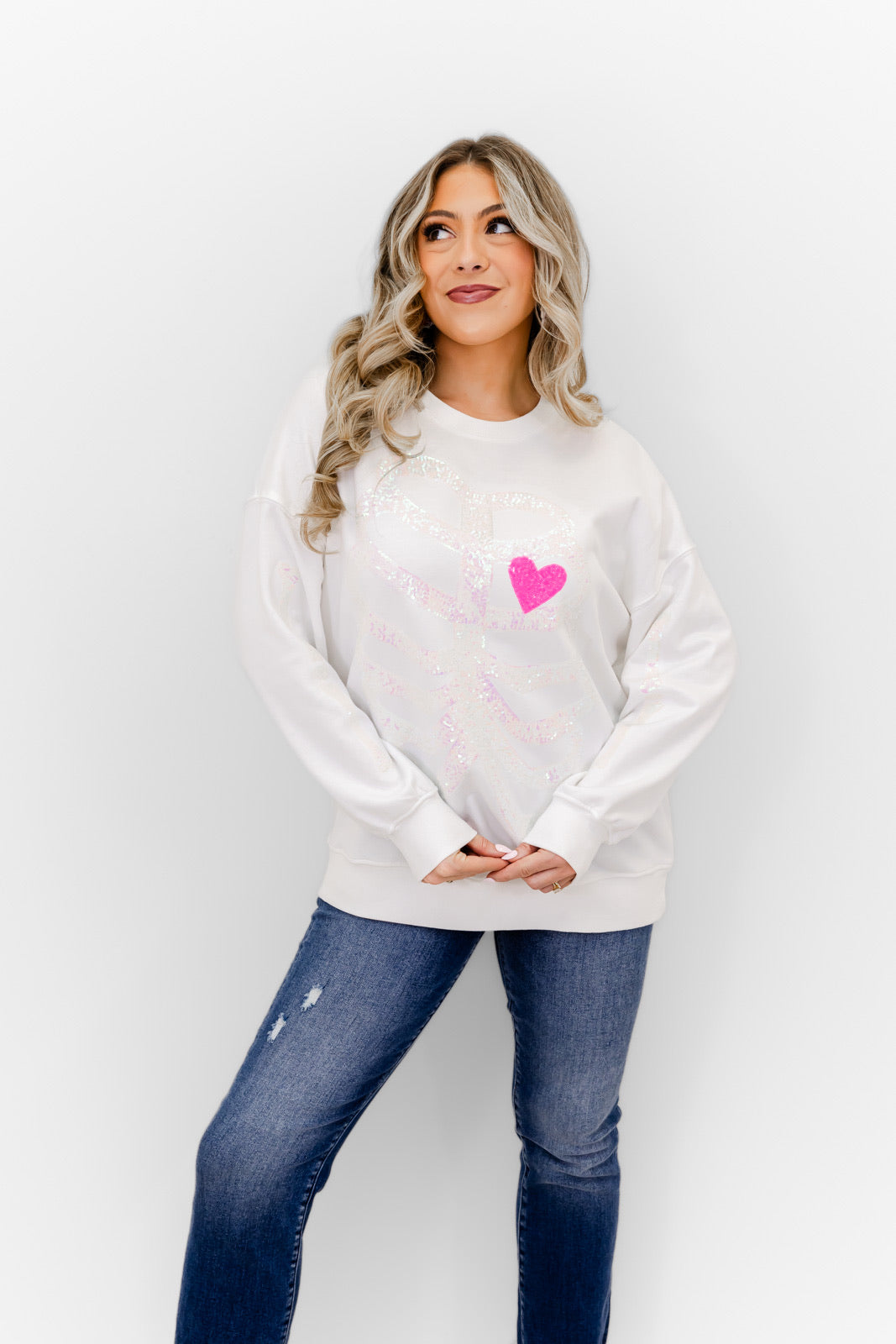 Skeleton Sequin Embellished Sweatshirt