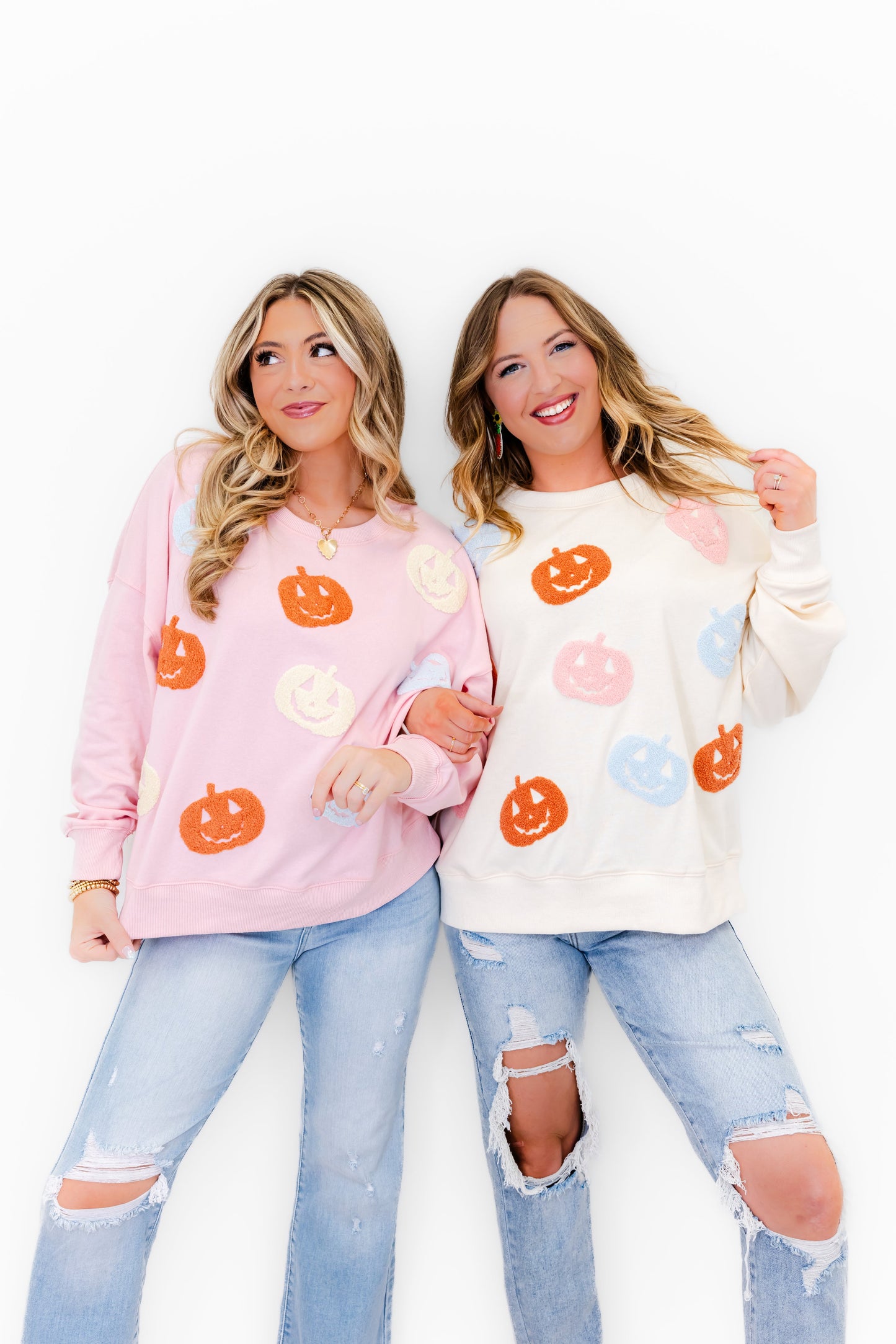 Chenille Pastel Pumpkin Patch Sweatshirt