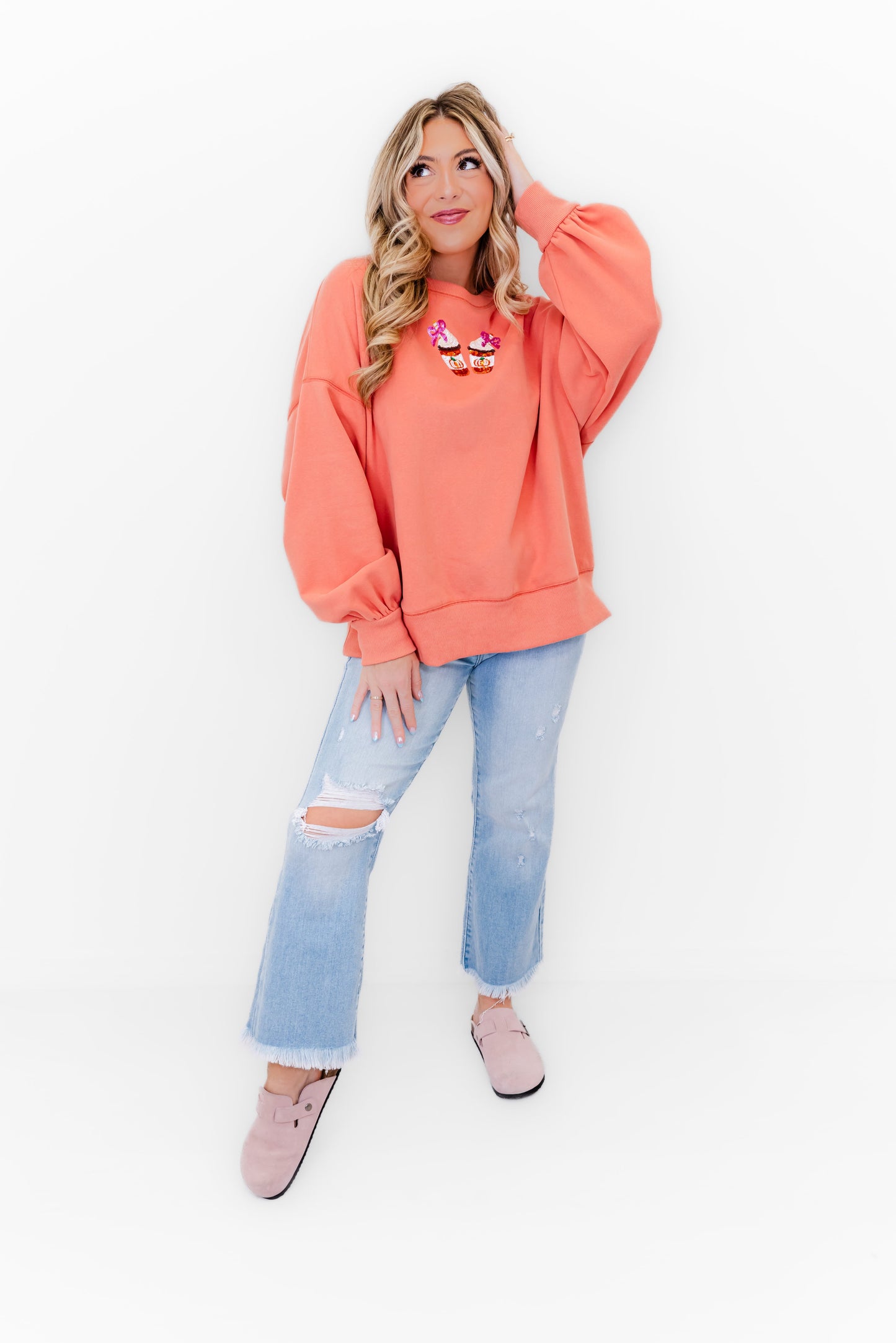 Pumpkin Spice Embellished Sweatshirt