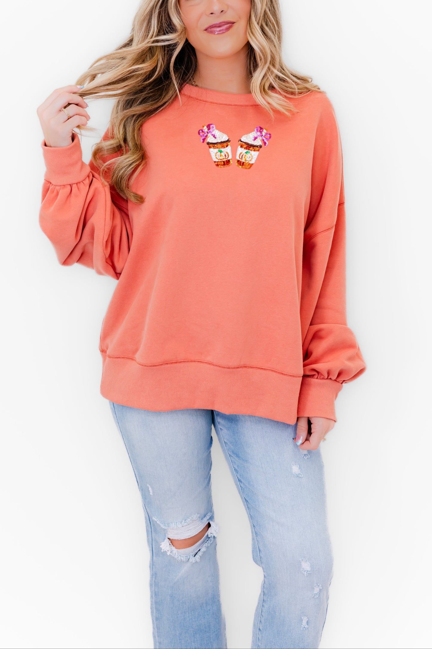 Pumpkin Spice Embellished Sweatshirt