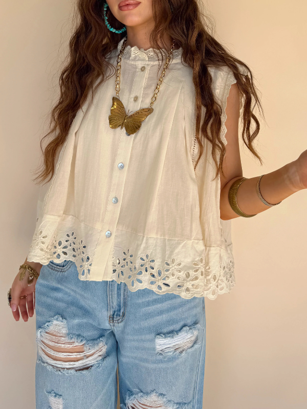 Eyelet Natural Blouse