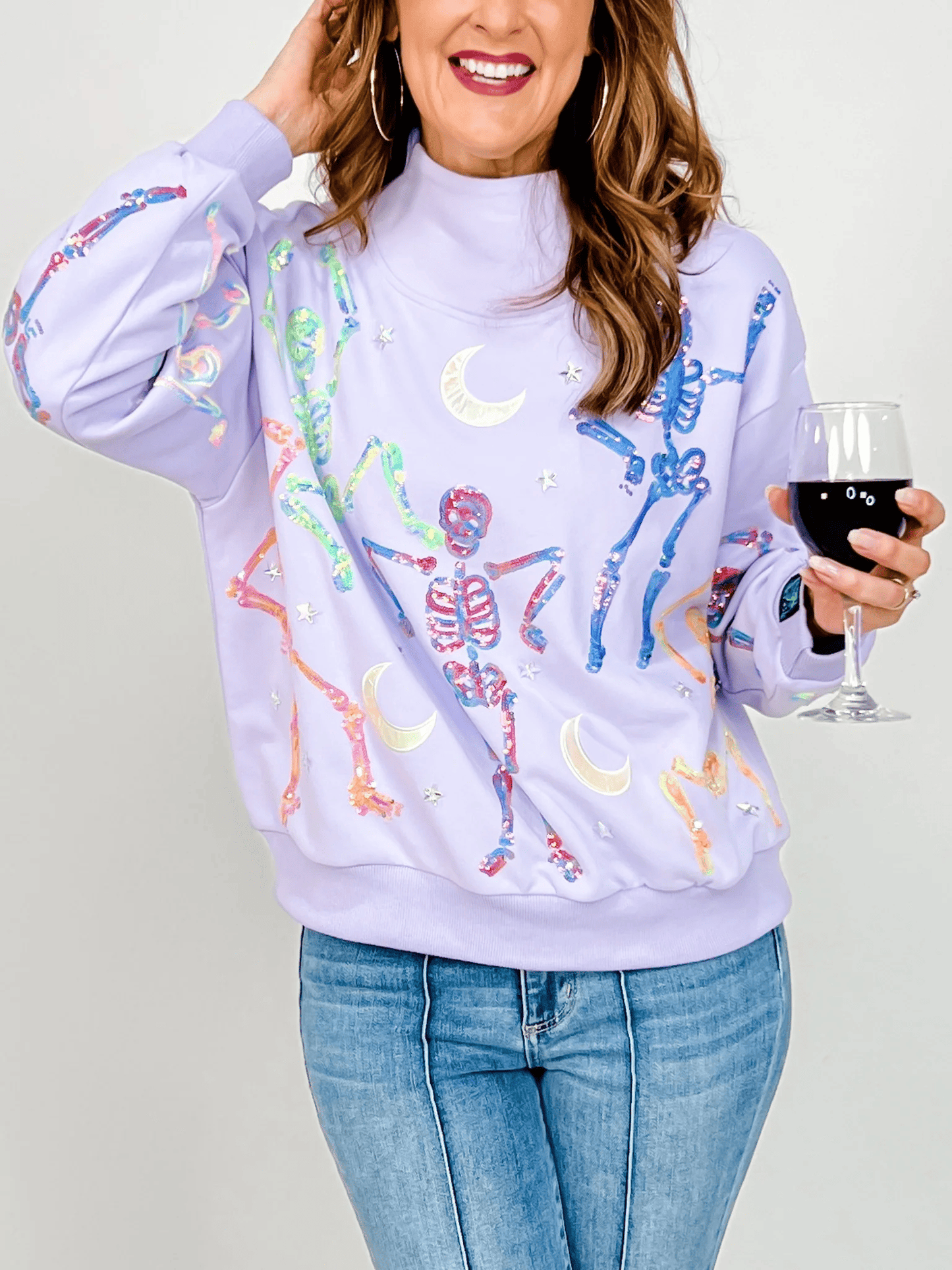 Halloween Skull Turtleneck Sweatshirt