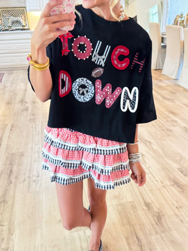 Black and Red Touchdown Multi Graphic Tee