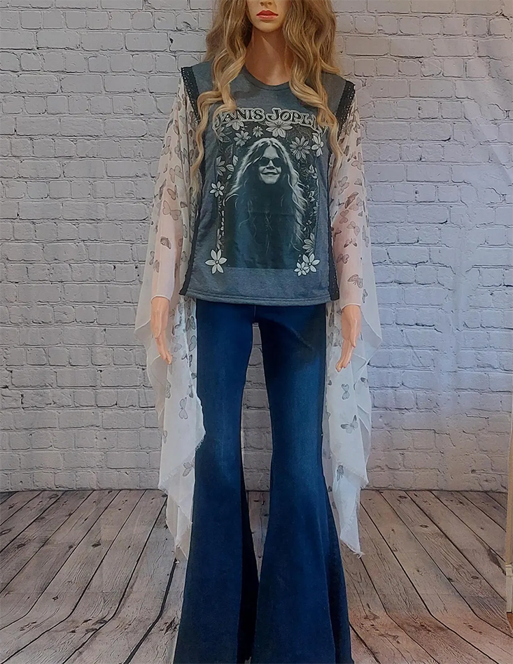 Kantha Rock T-Shirt Cape Top