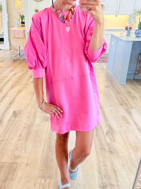 Pink Puff Sleeve Dress