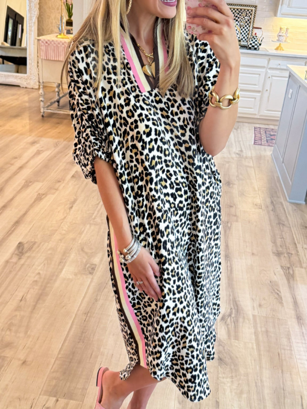 Leopard Dolman Sleeve Midi Dress