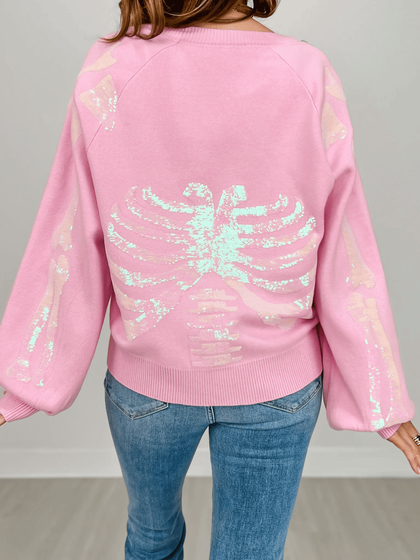 Light Pink Skull Button Cardigan