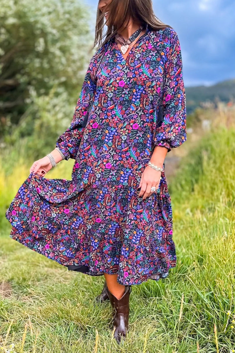 Rowan Long Sleeve Maxi Dress In Empress Blooms