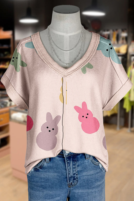 Cute Bunny Print Easter T-Shirt