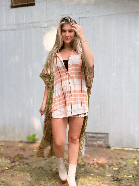 Flannel lace top