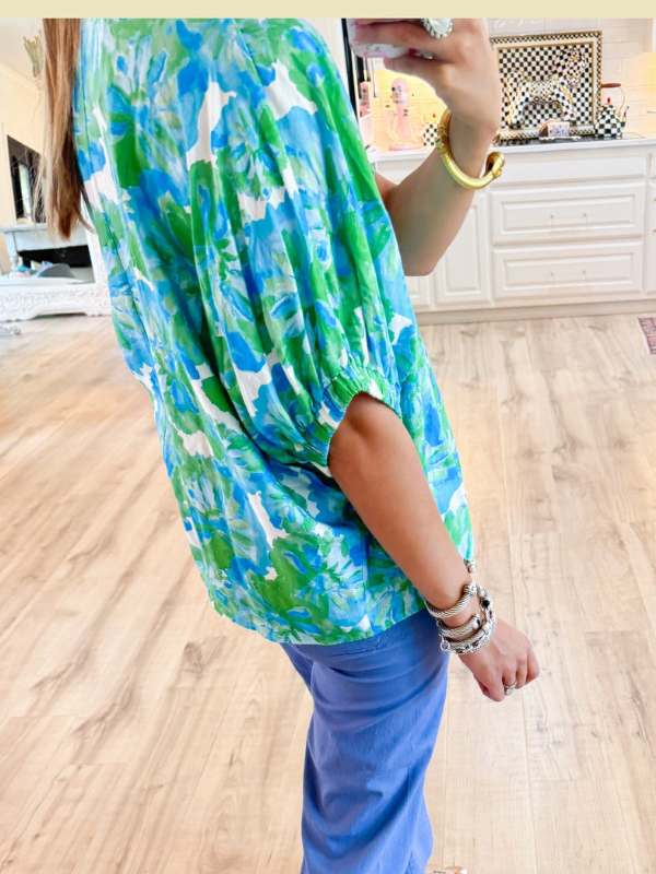 Green Aqua Dolman Sleeve Blouse