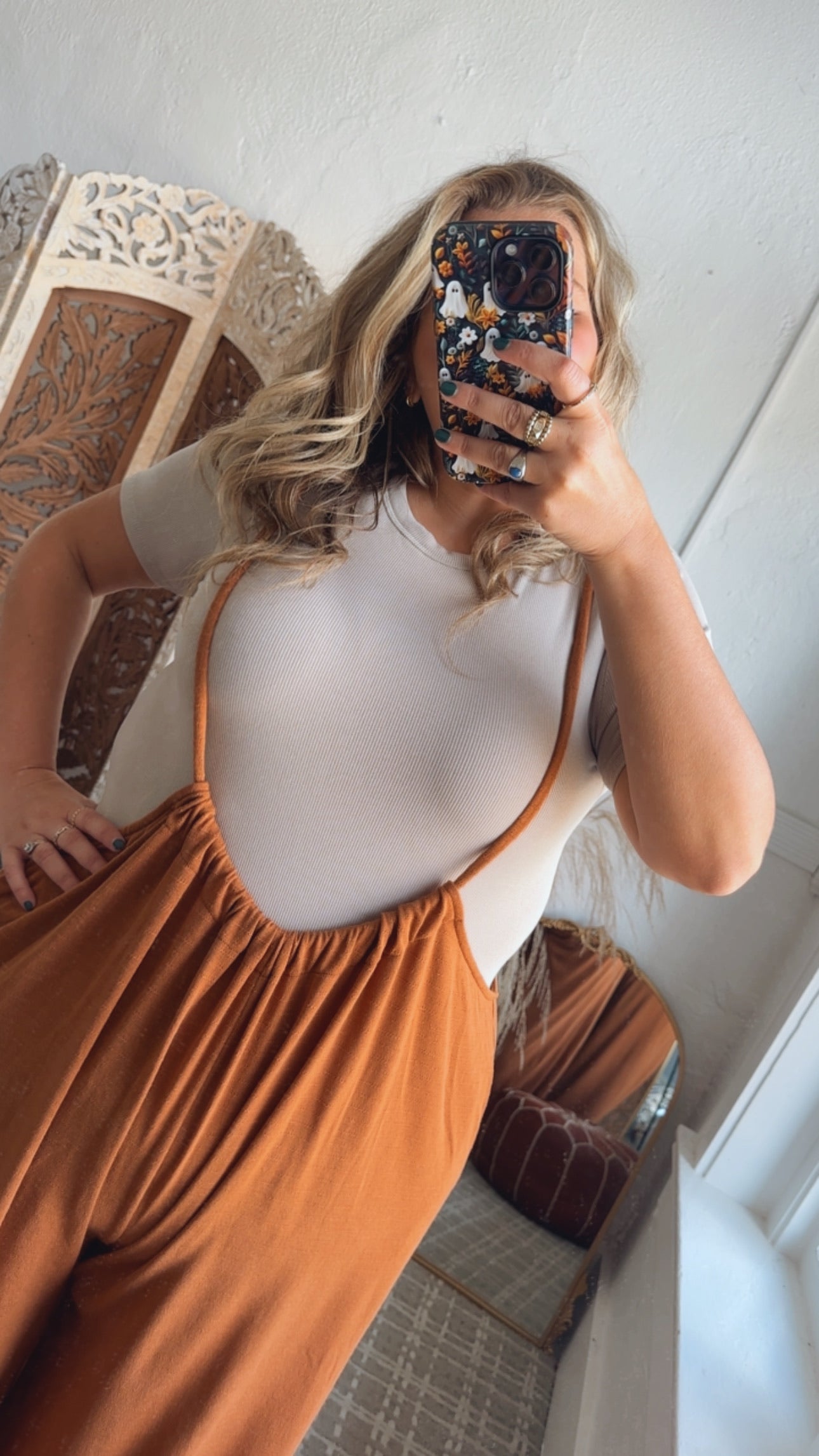 Head Over Heels Suspender Jumpsuit, Camel