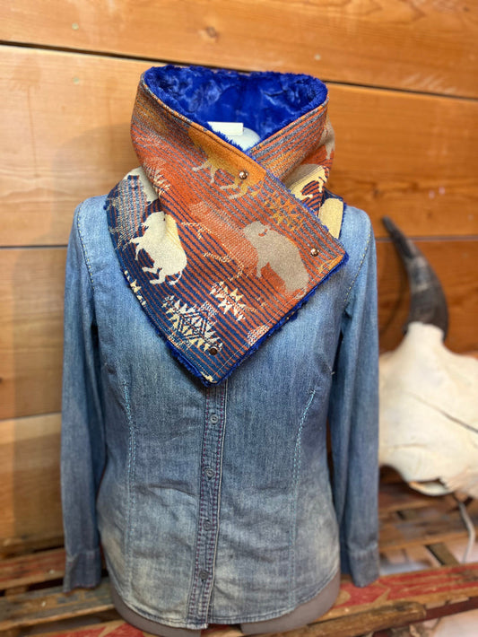 Western cowboy print Sherpa Warm Neck Hood