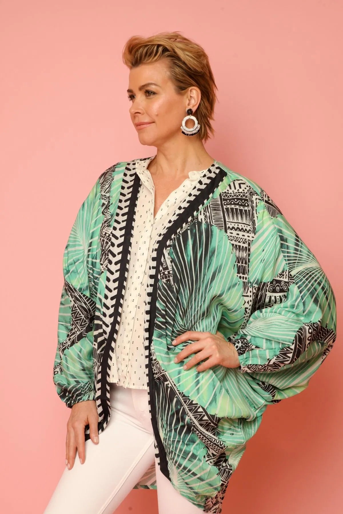 Tribal Print Cocoon Kimono
