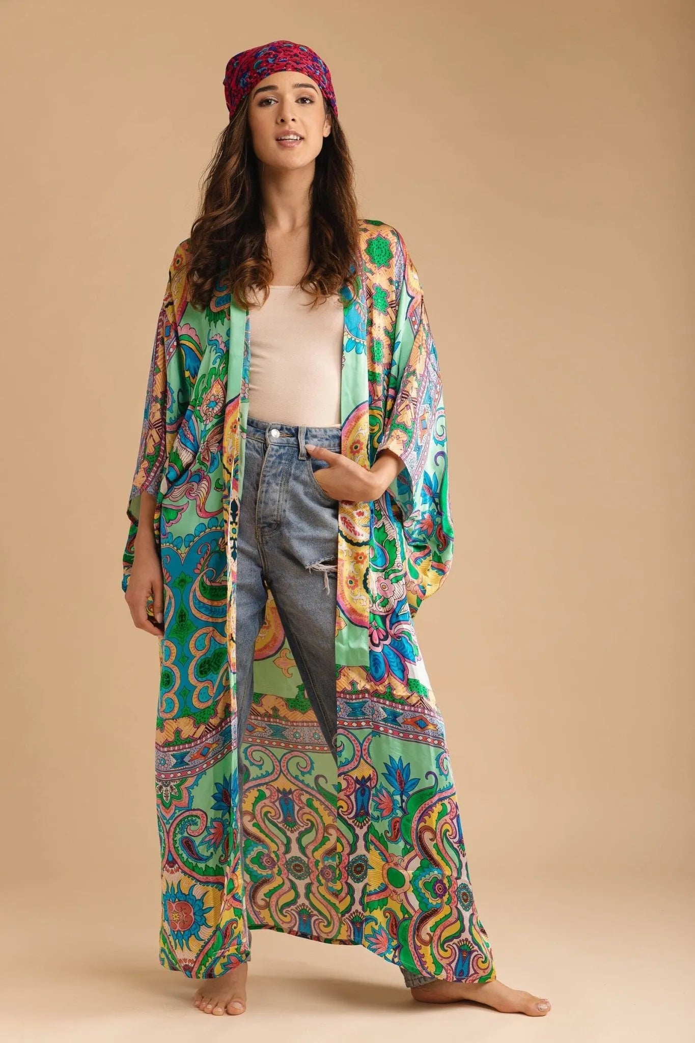 Paisley Mixed Print Kimono Long