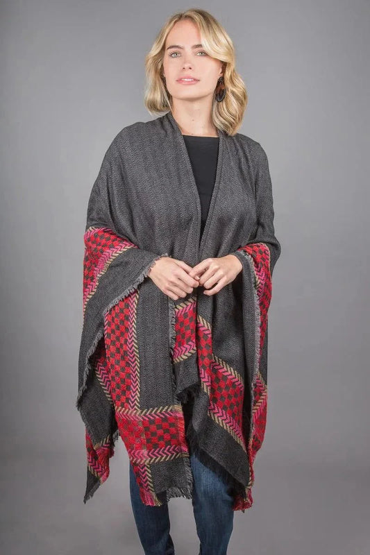 Cotton Checkered Border Kimono