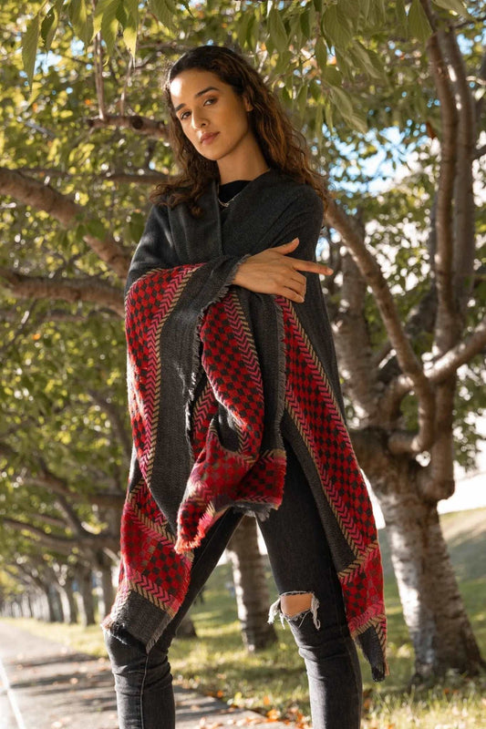 Cotton Checkered Border Kimono