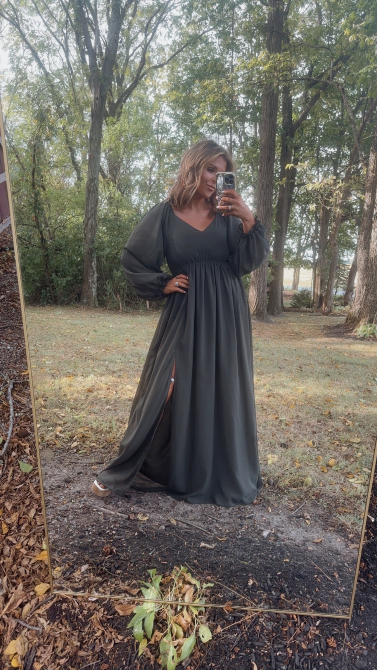 Timeless Romantic Chiffon Maxi Dress, Olive