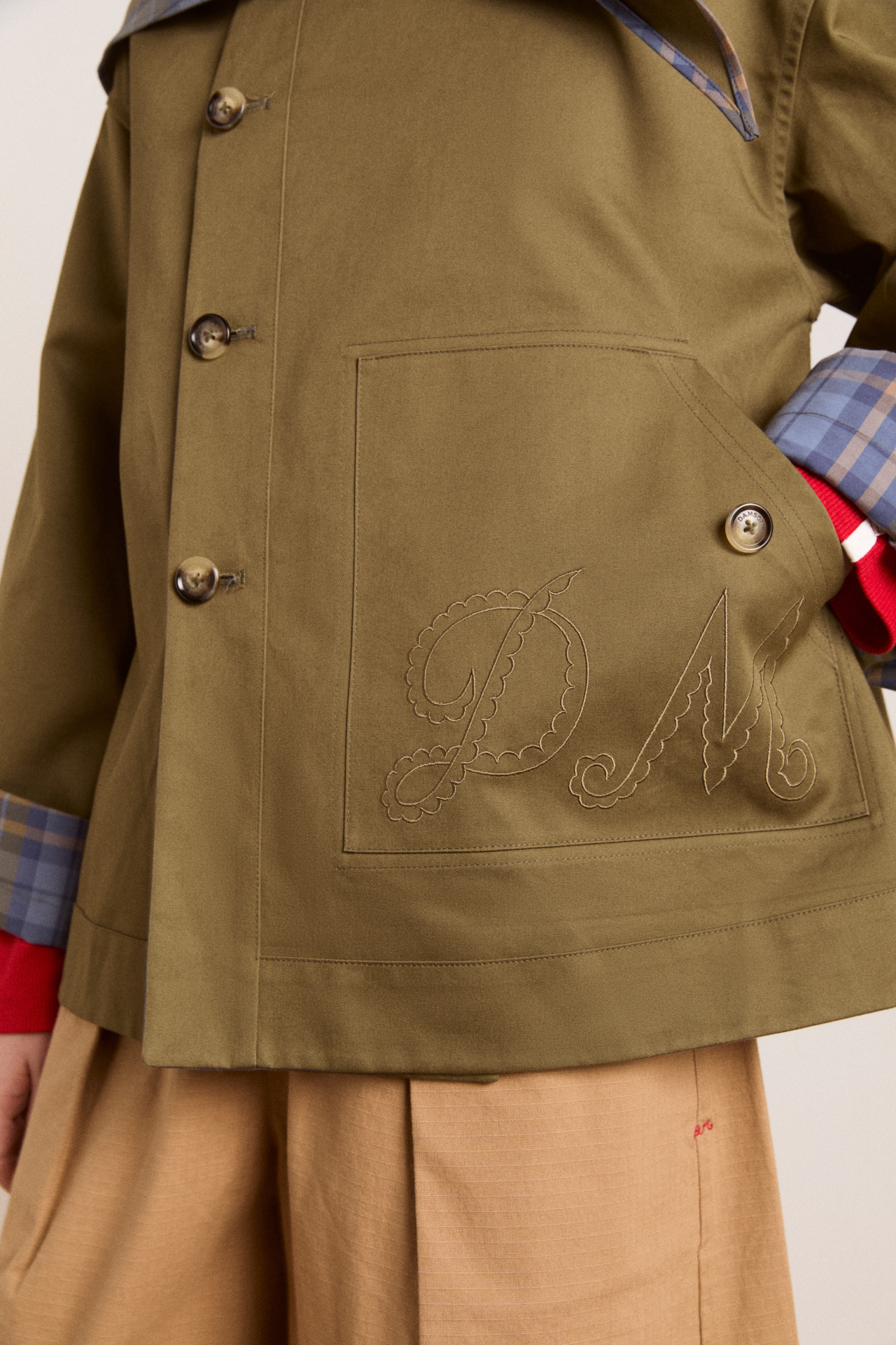 reversible jerry crop trench coat - olive