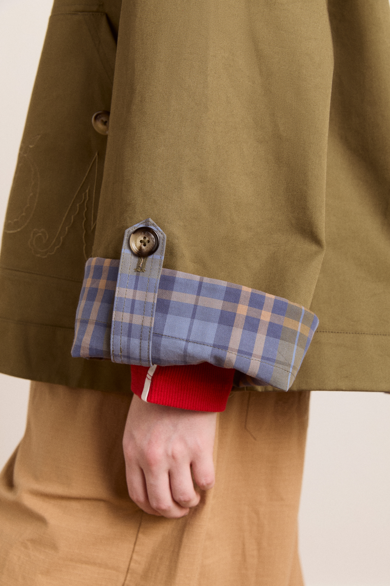 reversible jerry crop trench coat - olive