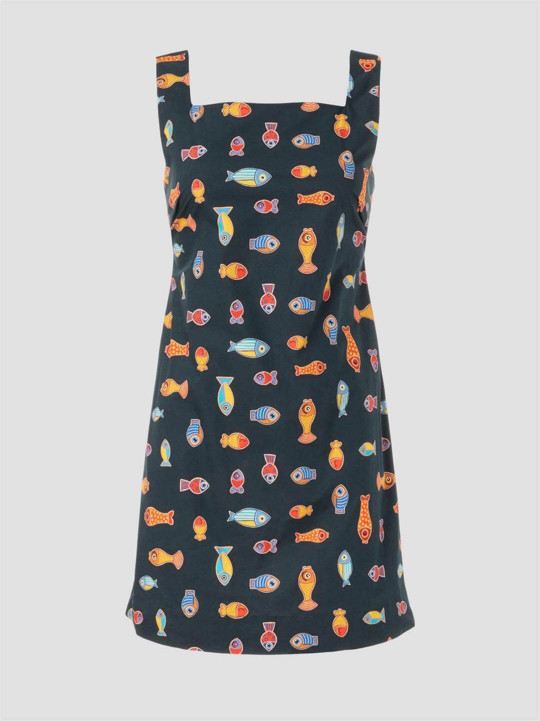 Fish Print Playful Mini Dress
