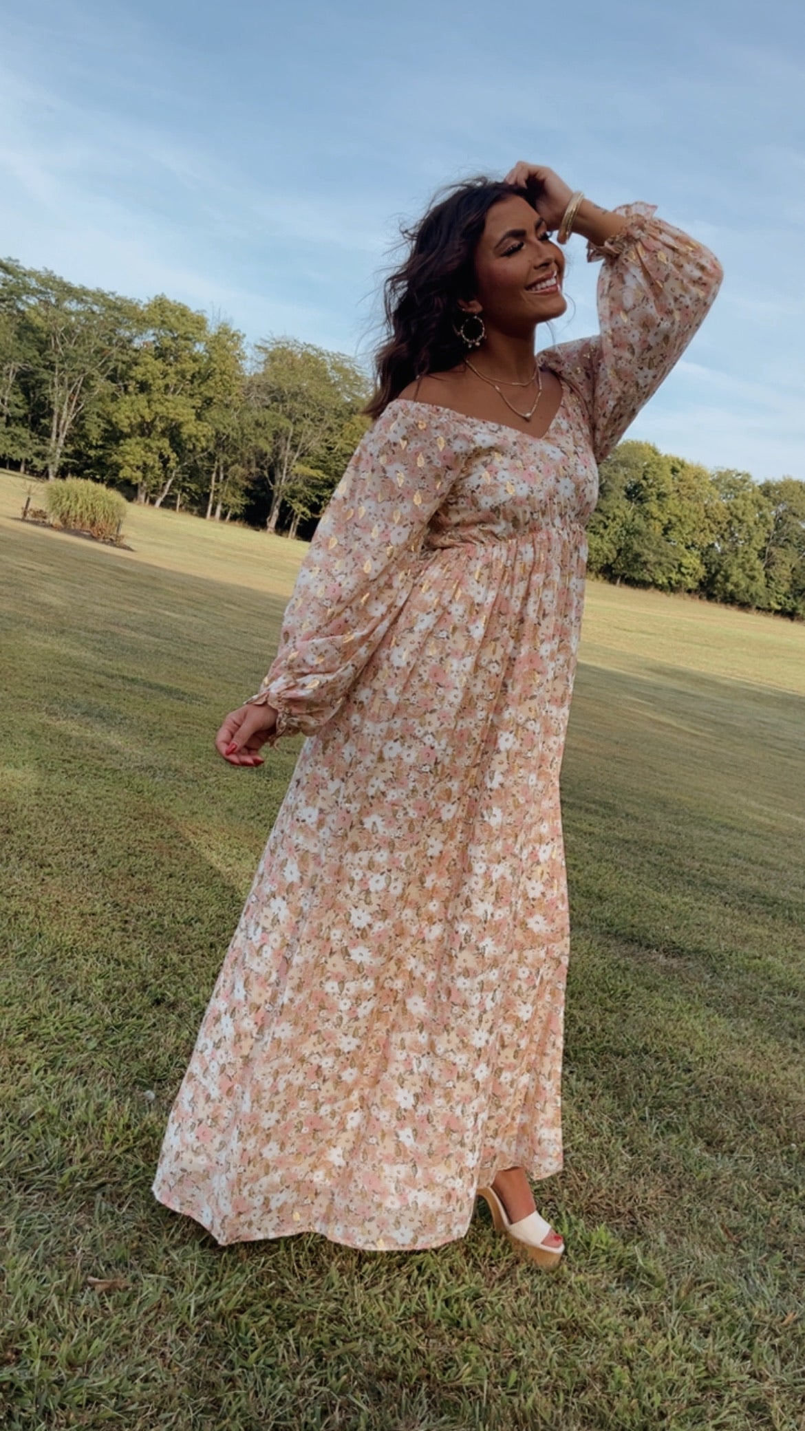 Timeless Romantic Chiffon Maxi Dress, Pink Floral
