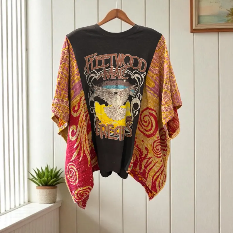 Printed Batwing Sleeve Top