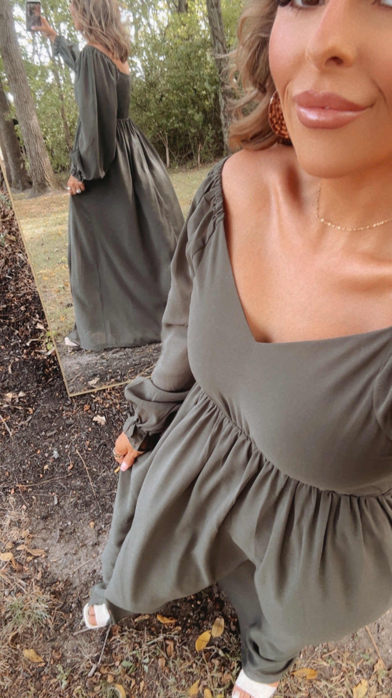 Timeless Romantic Chiffon Maxi Dress, Olive