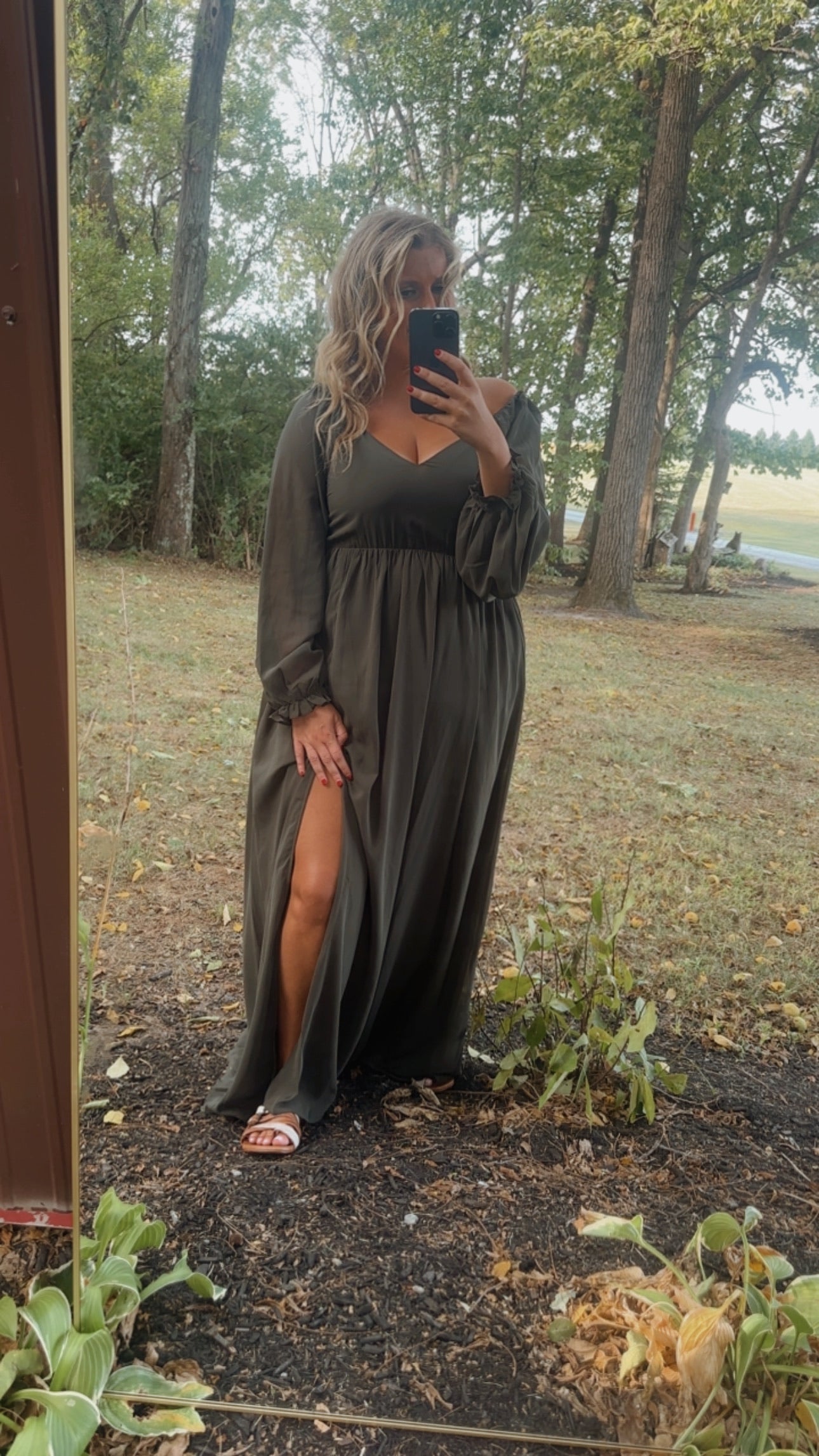 Timeless Romantic Chiffon Maxi Dress, Olive