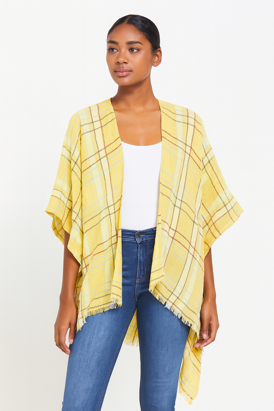 Linen Cotton Plaid Kimono