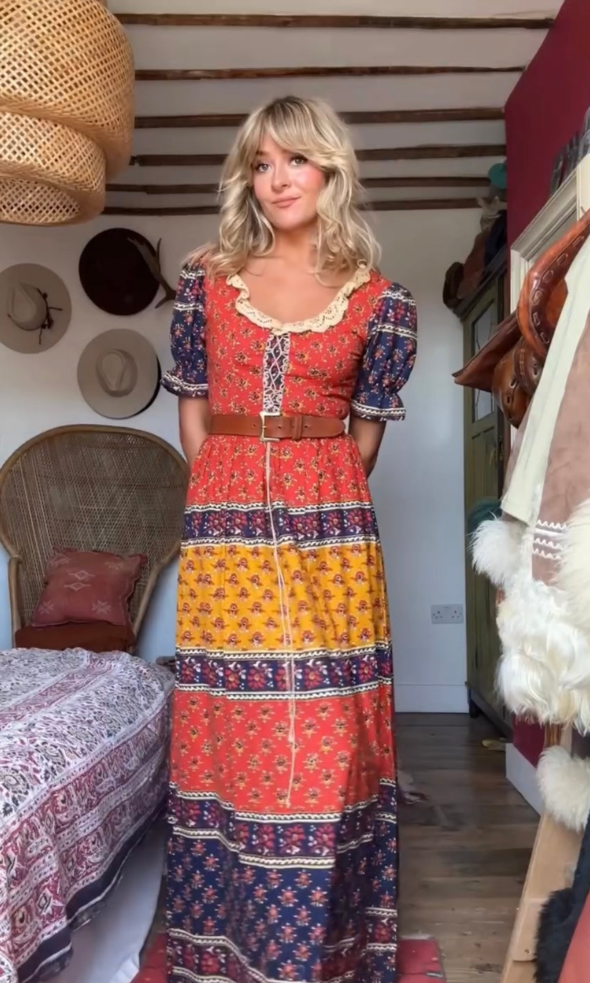 Tiered and True Floral Bohemian Maxi Dress