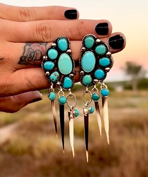 Turquoise Post Drop Earrings