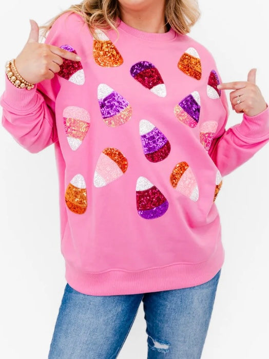 Candy Corn Pink sequined sweatshirt